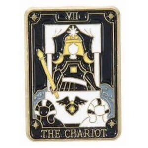 The Chariot Tarot Card Gold Tone Black Yellow Enamel Pin